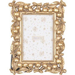 Clayre & Eef Fotolijst 10x15 cm Goudkleurig Kunststof Glas Kersen