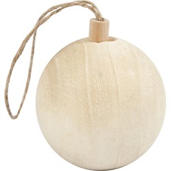 Kerstbal hangdecoratie van licht hout 6,4 cm - Kerstbal