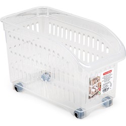 Plasticforte opberg Trolley Container - transparant - op wieltjes - L30 x B15 x H18 cm - kunststof - Opberg trolley