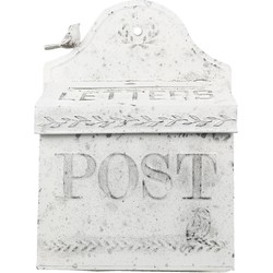 Clayre & Eef Brievenbus  28x12x41 cm Wit Grijs Metaal Letters/Post/US Mail Wandbrievenbus