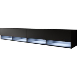 Meubella TV-Meubel Asino LED - Mat Zwart - 200 cm