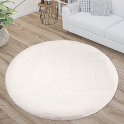 Paradise Fluffy Soft - Vloerkleed Hoogpolig - Effen Tapijt - Wit- 120 CM ROND