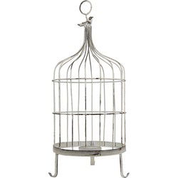 Clayre & Eef Vogelkooi Decoratie Vogel Wit Metaal