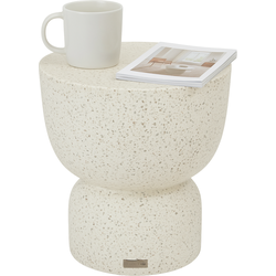 HESPERIDE HIXA Bijzettafel - buiten - Tafel - Rond - Buitentafel - Tuintafel - 35x47cm - Limestone - Wit - TIMANDRA