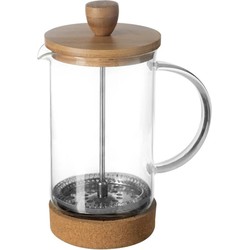 Secret de Gourmet French press cafetiere - glas/bamboe - 600 ml - Cafetiere