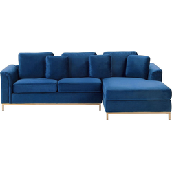 OSLO - Hoekbank - Donkerblauw - Linkerzijde - 270 cm - Fluweel