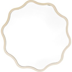 Mirror - Make up Mirror- Weaving Round - Metal - Sand -  25x1x25cm
