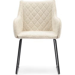 Riviera Maison Frisco Drive Dining Armchair, bouclé, white sand