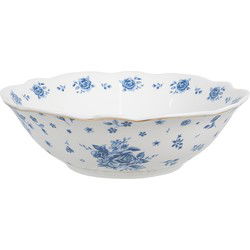 Clayre & Eef Kom  350 ml Wit Blauw Porselein Roosjes Serveerkom