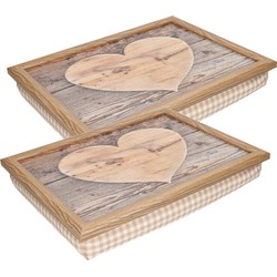 2x Laptray/schoottafel hart houtprint 43 x 33 cm - Sierkussens