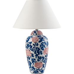 VERUSA - Tafellamp - Wit/Blauw - Porselein/Linnen