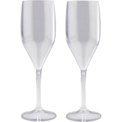 Champagneglazen/prosecco flutes - 2x - onbreekbaar kunststof - 150 ml - Champagneglazen