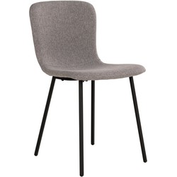 Halden Dining Chair - Eetkamerstoel, lichtgrijs met zwarte poten - set van 2