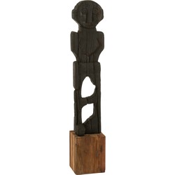 J-line - Statue Mara Gerecycleerd Hout Zwart/naturel - 20x20x107.5cm