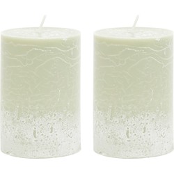 Riviera Maison Stompkaarsen - Pillar Candle ECO Green - Kaarsen Set 2 stuk - Groen 7x10 cm