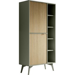 Meubella Boekenkast Essence - Groen - Licht eiken - 80 cm