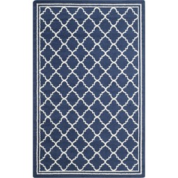 Safavieh Marokkaans Trellis Geweven Tapijt voor Binnen-/Outdoorgebruik, Amherst collectie, AMT422, in Navy & Beige, 152 X 244 cm