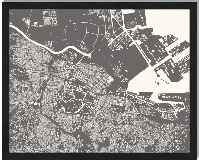 Satellite View - Fotoprint in houten frame - 40 X 50 X 2,5 cm - 