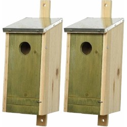 Set van 2 lichtgroene vogelhuisjes voor kleine vogels 26 cm - Vogelhuisjes