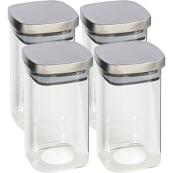 4x stuks voedsel/etenswaren bewaren voorraadpot 1500 ml glas met RVS deksel - Voorraadpot