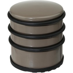 Ronde deurstopper taupe 7 x 7,5 cm van metaal - Deurstoppers