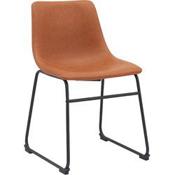 LABEL51 Eetkamerstoel Risto - Cognac - PU-Leder - Black Frame
