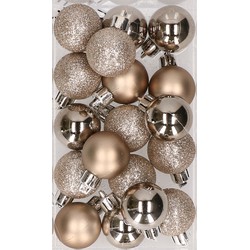 20x stuks kunststof kerstballen parel champagne 3 cm mat/glans/glitter - Kerstbal