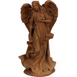 Clayre & Eef Decoratie Beeld Engel 23 cm Bruin Polyresin