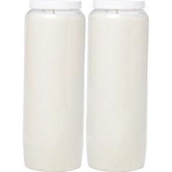 Grafkaars/gedenklicht - 2x - Wit - 7 x 20 cm - 216 branduur - 9 dagen - buitenkaarsen