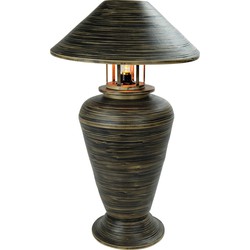 Fine Asianliving Bamboe Tafellamp Spiraal Handgemaakt Zwart D40xH65cm