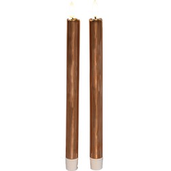 Anna's Collection Led dinerkaarsen - 2x - koper glimmend - 25 cm - LED kaarsen