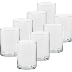 8x Glazen kaarsenhouders voor theelichtjes/waxinelichtjes 5,5 x 6,5 cm - Waxinelichtjeshouders