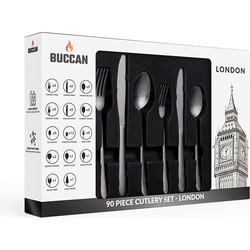 Buccan - Bestekset - London - 90 delig - Zwart