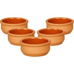 La Dehesa Tapas schaaltjes - 18x - mini - terracotta/bruin - 8 x 4 cm - Snack en tapasschalen