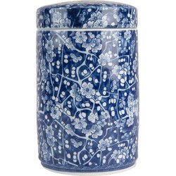 Clayre & Eef Vaas met Deksel Ø 9x14 cm Blauw Keramiek
