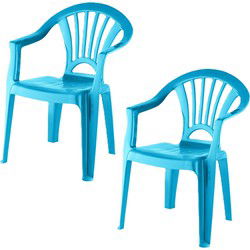 2x Kunststof blauwe kinderstoeltjes 37 x 31 x 51 cm - Kinderstoelen