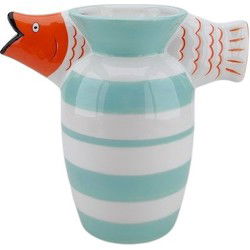Vase - Fish- Dolomite -Mint/White/Orange -23x12.5x21cm