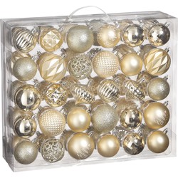 House of Seasons Plastic Kerstballen Set - 60 Stuks - Ø7 cm - Champagne