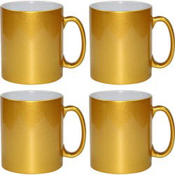 Koffiemok / thee beker - 10x stuks - 330 ml - Goud - keramiek - Bekers