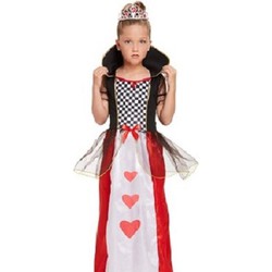 Alice in Wonderland - Queen of Hearts Kostuum - Meisjes - Koningin Harten Jurk - Carnavalskleding - Verkleedkleding - 10-12 Jaar