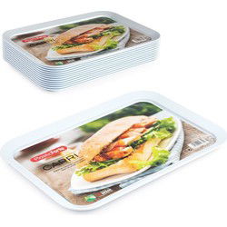 Plasticforte dienblad/serveerblad - 2x - Kunststof - 41 x 31 cm - wit - Dienbladen
