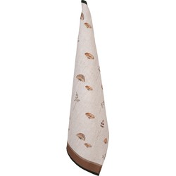 Clayre & Eef Theedoek 50x70 cm Beige Katoen Paddenstoelen Keukenhanddoek