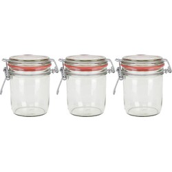 3x Glazen confituren pot/weckpot 300 ml met beugelsluiting en rubberen ring - Weckpotten