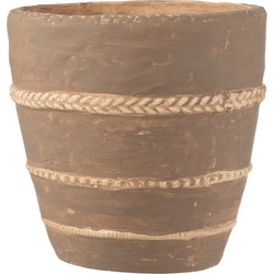 J-line - Bloempot Gevlochten Terracotta Bruin Extra Large - 23.5x23.5x24cm