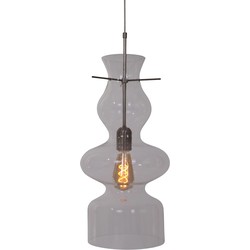 Retro Hanglamp - Anne Light & Home - Glas - Retro - E27 - L: 21cm - Voor Binnen - Woonkamer - Eetkamer - Zilver