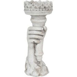 Clayre & Eef Kandelaar Grijs Steen Hand
