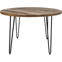 HSM Collection-Ronde Eettafel Valencia-120x120x77-Naturel/Zwart-Mango/Metaal