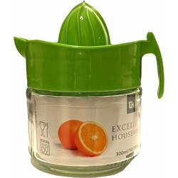 Excellent Houseware Sinaasappelpers/citruspers Mini - Handmatig - kunststof - 15 x 12 cm - groen - Citruspersen