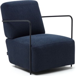 Kave Home - Gamer fauteuil blauw en metaal met zwart geschilderde afwerking