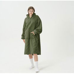 Textino SOPHIE Oversized Hoodie - 70x110 cm - Hoodie & deken in één - extra grote kabeltrui met capuchon - Military Olive - groen - Textino